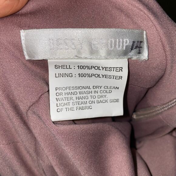 Dessy Group Bateau Neck Open Cowl Back Trumpet Gown in French Truffle Size 6R - Picture 14 of 14